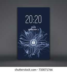 Modern lock screen for mobile apps. Smartphone. 3d grid background. Abstract vector illustration. 
