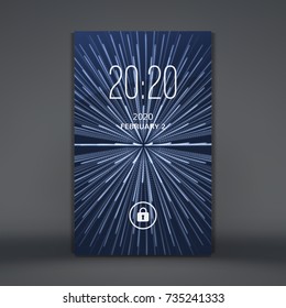 Pantalla de bloqueo moderna para aplicaciones móviles. Smartphone. Fondo de la cuadrícula 3d. Ilustración del vector abstracto. 