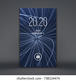Pantalla de bloqueo moderna para aplicaciones móviles. Smartphone. Fondo de la cuadrícula 3d. Ilustración del vector abstracto. 