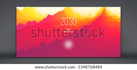 Modern lock screen for mobile apps. Abstract background with trendy gradients. Can be used for advertising, marketing, presentation. Vector illustration.