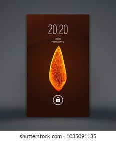 Pantalla de bloqueo moderna para smartphone. Diseño de interfaz de aplicación móvil. Cristal. Objeto con puntos. Cuadrícula molecular. Ilustración del vector abstracto. 
