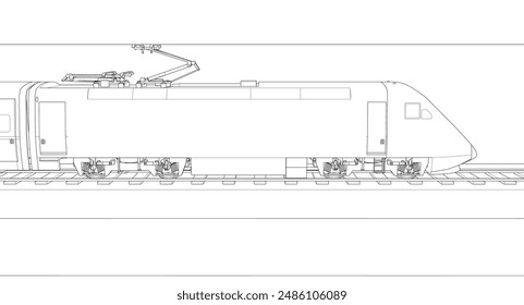  modern locomotive sketch symbol 3d illustration