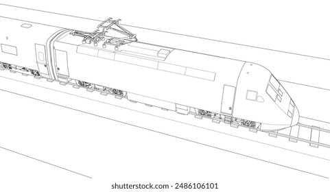  ilustración 3d moderna del símbolo del esbozo de locomotora