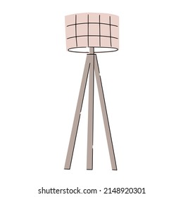 Modern loft floor lamp with squared pattern for Scandinavian interior. Great for web design, instructions, cards and apps.