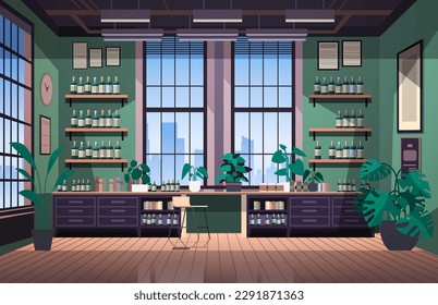modern loft interior of open space home office with furniture for corporate or freelance work creative empty no people apartment