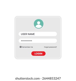 Modern login screen popup illustration with username, password input fields, secure access icon, digital UI elements, and clean flat design.