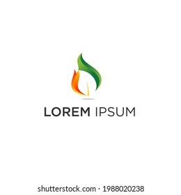 logotipo moderno sobre hojas y gasolina