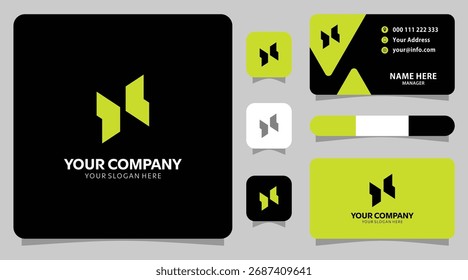 Logotipo moderno abstrack y Plantilla de tarjeta de visita para un diseño limpio, diseño oscuro	