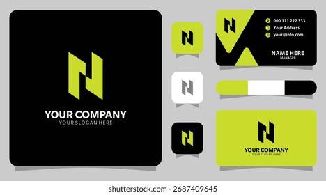 Modern logo abstrack and business card template for a clean design, dark design	