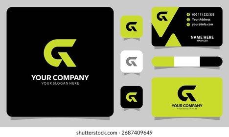 Logotipo moderno abstrack y Plantilla de tarjeta de visita para un diseño limpio, diseño oscuro	