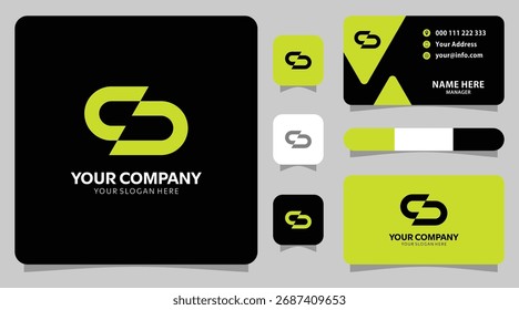 Modern logo abstrack and business card template for a clean design, dark design	