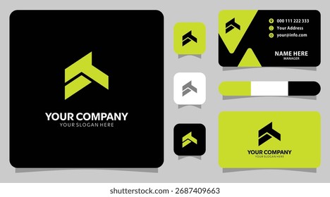 Logotipo moderno abstrack y Plantilla de tarjeta de visita para un diseño limpio, diseño oscuro	