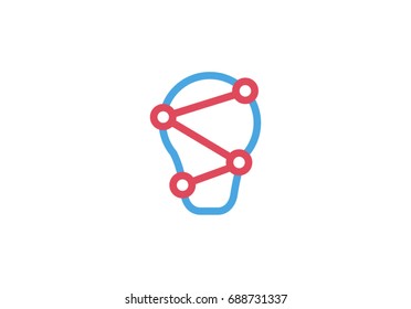 Modern logo of abstract vector line lamp with dots