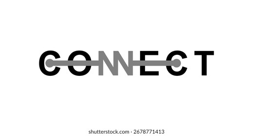 Modern “CONNECT” logo in abstract vector style, symbolizing communication, network, and technology. Perfect for digital business, corporate branding, innovation, and professional identity design.