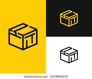 Modern Logo For Architecture Building, logistic, company with Simple Hexagon Cube Line logo design