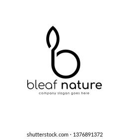 Modern logo B combine with leaf. Initial Letter B Eco nature design template isolated on white background.