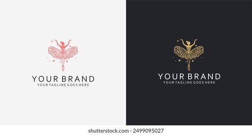 The modern logo of a ballet dancer with dynamic line elements gives an elegant impression