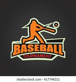 Modern logo for baseball tournament. Baseball player. Baseball event.