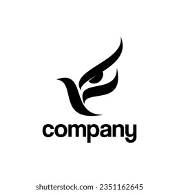 Modern logo of a bird with eye shaped wings. It is suitable for business related social activities.