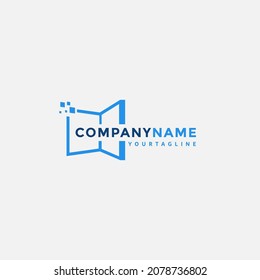 A modern logo with a book icon mixed with a technological atmosphere can be used for education or other purposes.