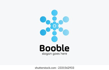 Modern logo circle blue bubble around connection symbol of technology business