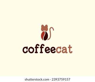 Modern logo of coffee beans and a cat. Suitable for culinary companies or coffee shops.