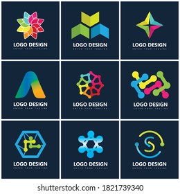 Modern Logo collection, abstract geometric business icon set