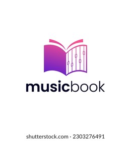 Modern logo combination of book and tuner. It is suitable for use as a guidebook logo.