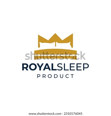 Modern logo combination crown and bed. It is suitable for use in the bedding industry.