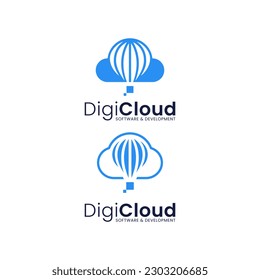 Modern logo combination digital balloon and cloud. It is suitable for use for technology logos.