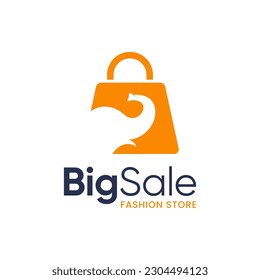 Modern logo combination of elephant and shopping bag. It is suitable for use as a shop logo.