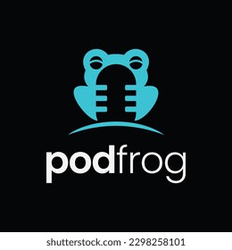 Moderna combinación de logo de rana e imagen de micrófono. Perfecto para logotipos de podcast.