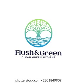 Modern logo combination of growing tree and water. It is suitable for use as a health logo or a plant watering service.