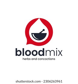 Modern logo combination of herbal concoction and blood.