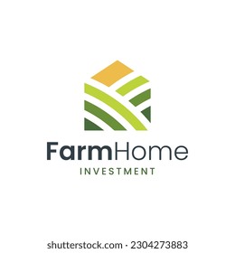 Modern logo combination of house and agricultural land. It is suitable for use as a farmer investment logo.