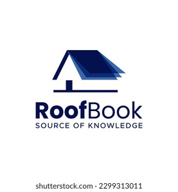 Modern logo combination of a house made of book roofs. Very suitable to use for library logos or the like.