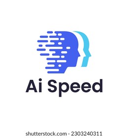 Moderna combinación de logotipo de cabeza humana y velocidad digital. Es adecuado para las empresas de tecnología.