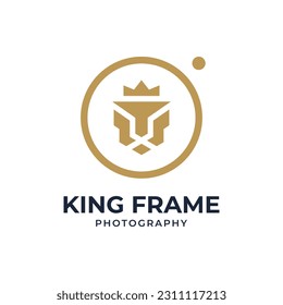 Modern logo combination lion head and lens. It is suitable for use for photography logos