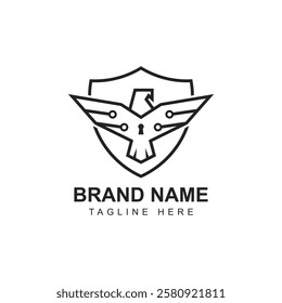 Modern logo combination of shield and eagle. Perfect for cyber security