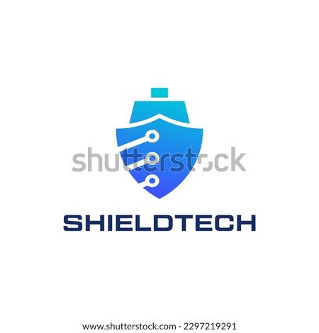 Modern logo combination of ship and circuit. It is suitable for ship technology companies.