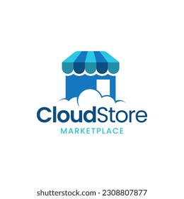 Modern logo combination of shop and cloud. It is suitable for use as an online store logo.