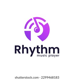 Modern logo combination of vinyl, letter r and musical notes. It is suitable for use for music logos.