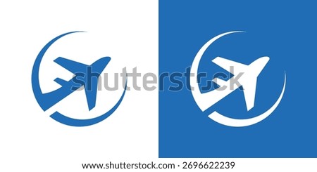 A modern logo combining an airplane and circle, symbolizing travel, global exploration, and aviation services.