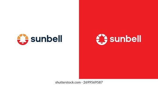 Modern logo combining a bell and sun shape in a circular form. Perfect for technology, alert, energy, or communication brand identity.