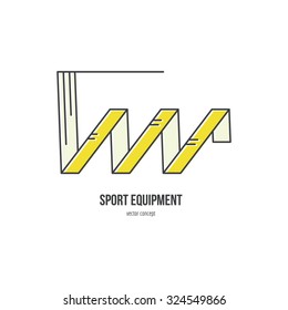 
Modern logo concept with a ribbon - part of rhythmic gymnastics equipment. Vector line style logotype template. Isolated and easy to edit business identity element.