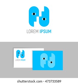 Modern logo concept. Two head. Template project, business card. Vector illustration.