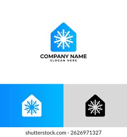 Modern logo for a cooling or refrigeration service. Features a stylized snowflake or radiating design within a simple house silhouette. Represents air conditioning, HVAC, or cold storage solutions.