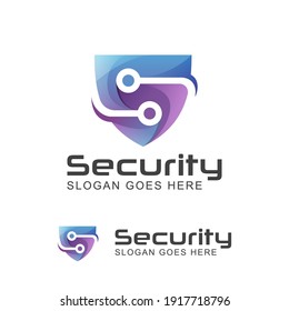 modern logo of creative letter S for security technology system with shield symbol