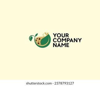 Modern logo of cup of coffee and leaves. Suitable for all types of companies, especially those operating in the beverage and food sector.