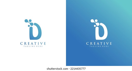 Modern logo d technology logo gradient Premium Vector
